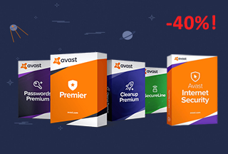 На годовые лицензии Avast скидка 40%!